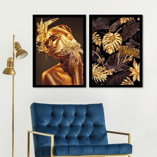 Gold Leaf Wall Art Duo