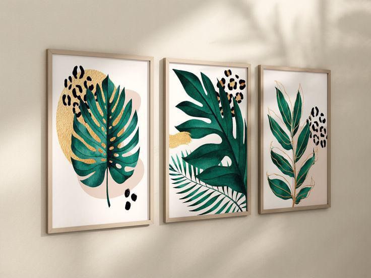 Green leaf wall frames