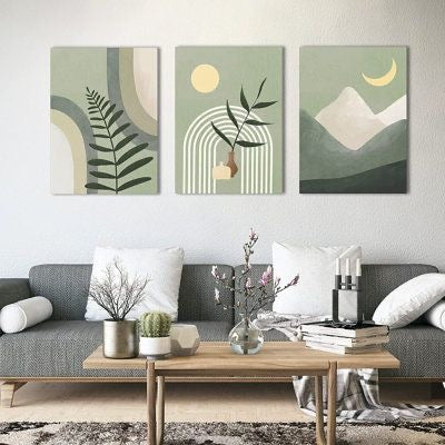 Abstract Green Wall Art Triplet