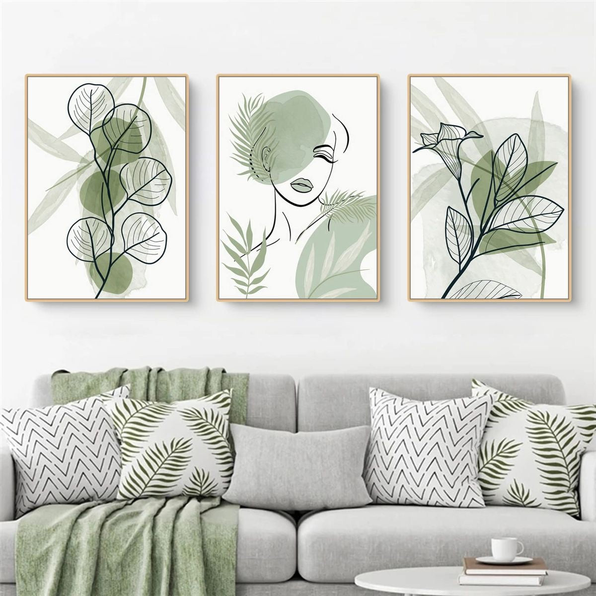 Abstract Green Wall Art Triplet