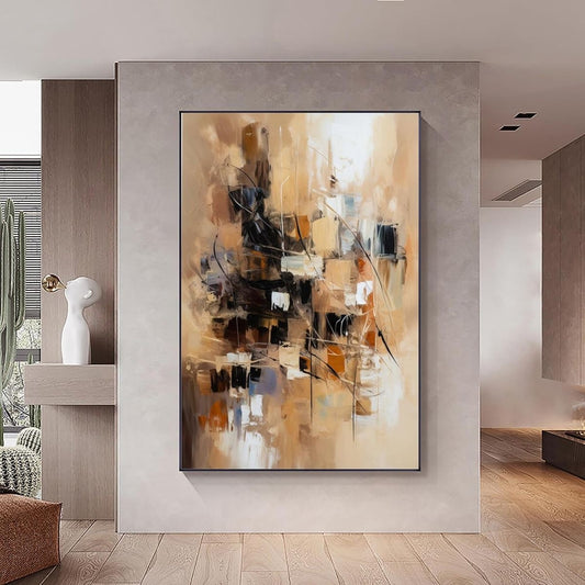 Beige Brown Abstract Painting